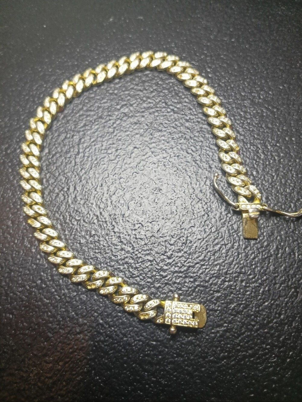 silver bracelet Gold Tone Lab Diamonds mens Sterling 925